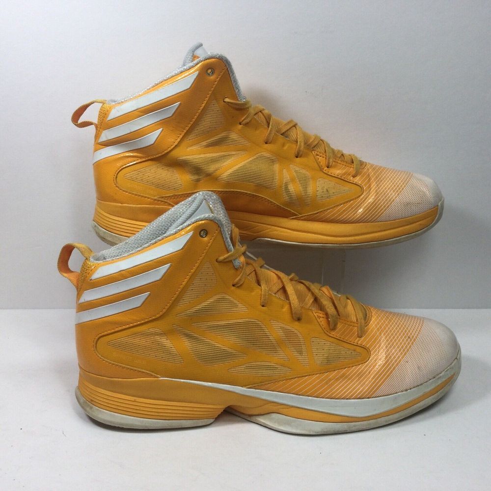 Adidas Crazy Basketball Shoes Mens Size 14 Yellow High Top 3 Strip Sneakers